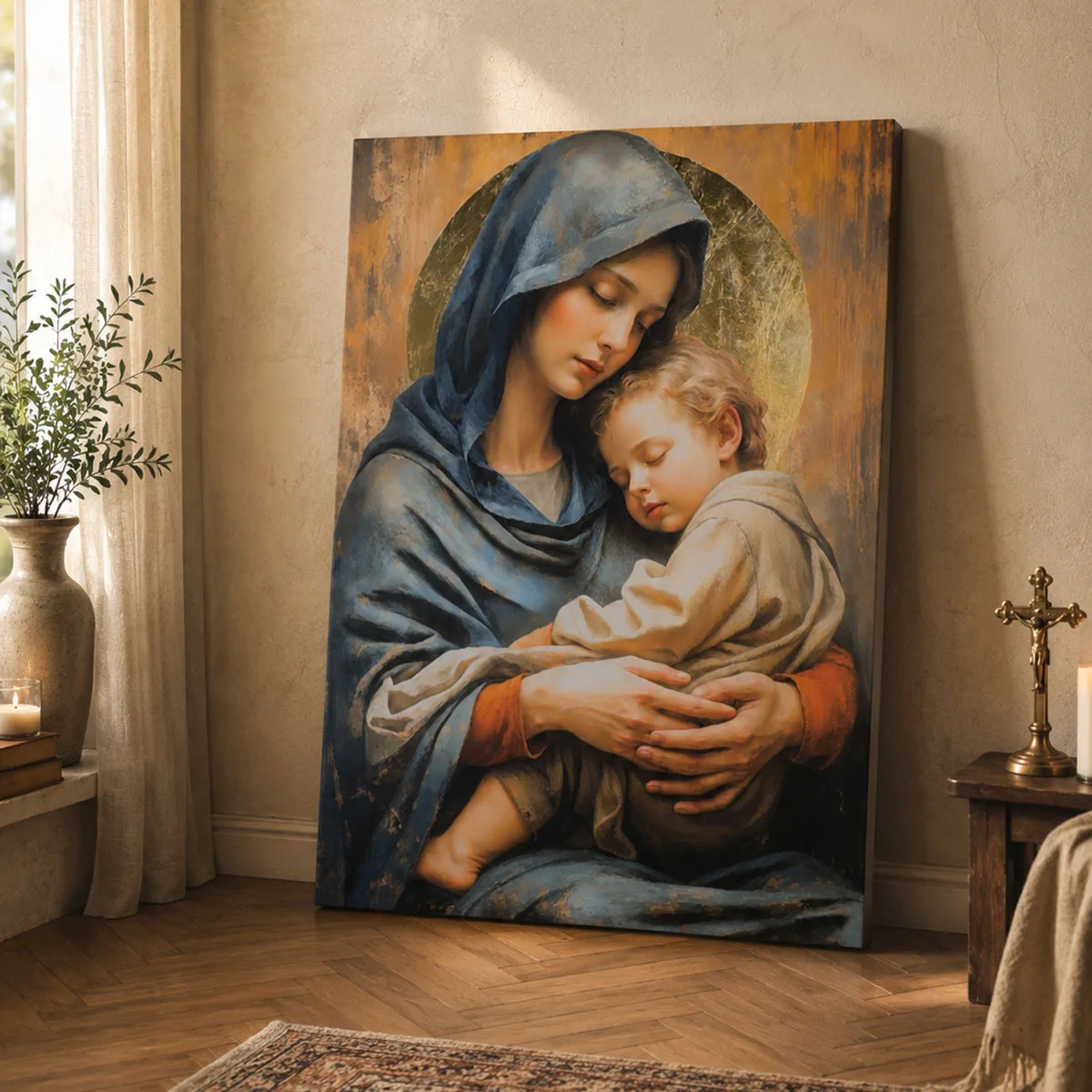 Icoana placată cu foiță aurie Maica Domnului cu Pruncul II — imaginea 2