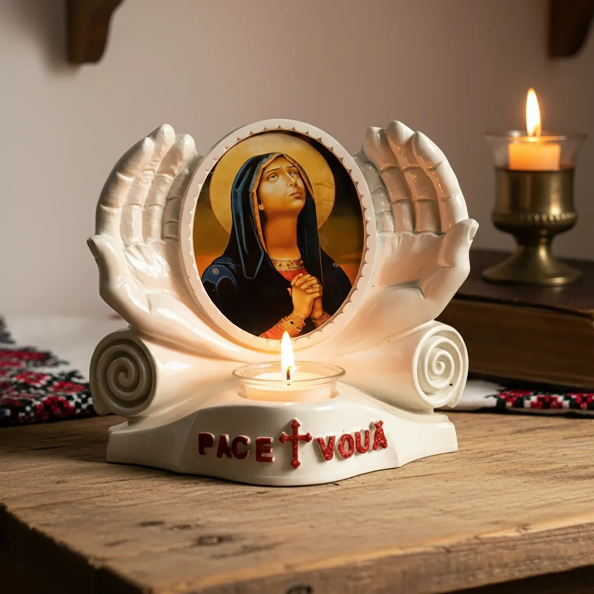 Candela Păcii Maica Domnului în rugăciune (albă)